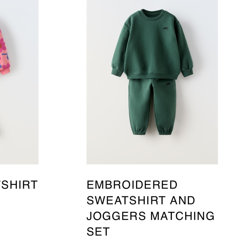 Zara 5T Embroidered Sweatshirt and Joggers Set - Green